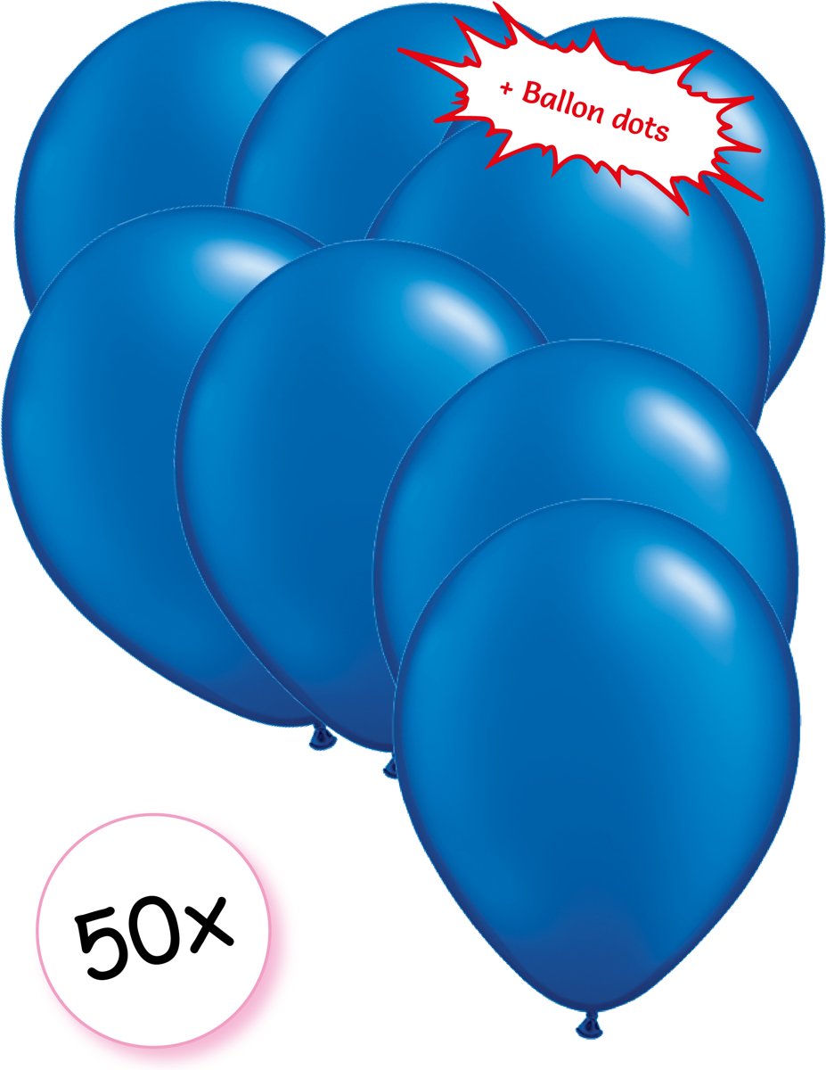 Ballonnen Blauw 50 stuks 27 cm + Ballon Lijm Plakkers - Plafond Stickers